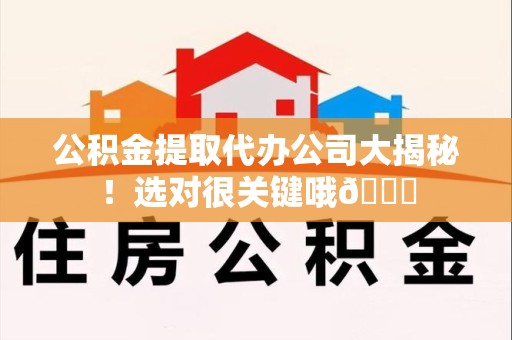三元公积金提取代办公司大揭秘！选对很关键哦😎