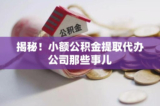 三元揭秘！小额公积金提取代办公司那些事儿