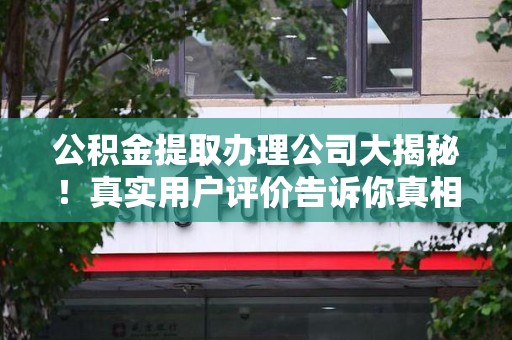 三元公积金提取办理公司大揭秘！真实用户评价告诉你真相